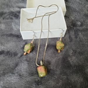 Unakite Necklace and earring set